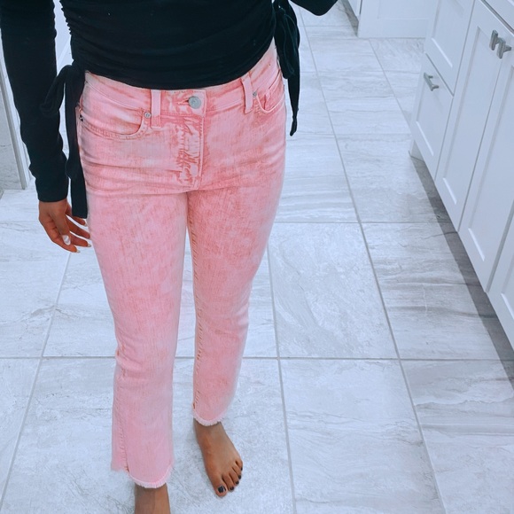 Veronica Beard Denim - veronica beard carly kick flare high rise pale pink jeans
